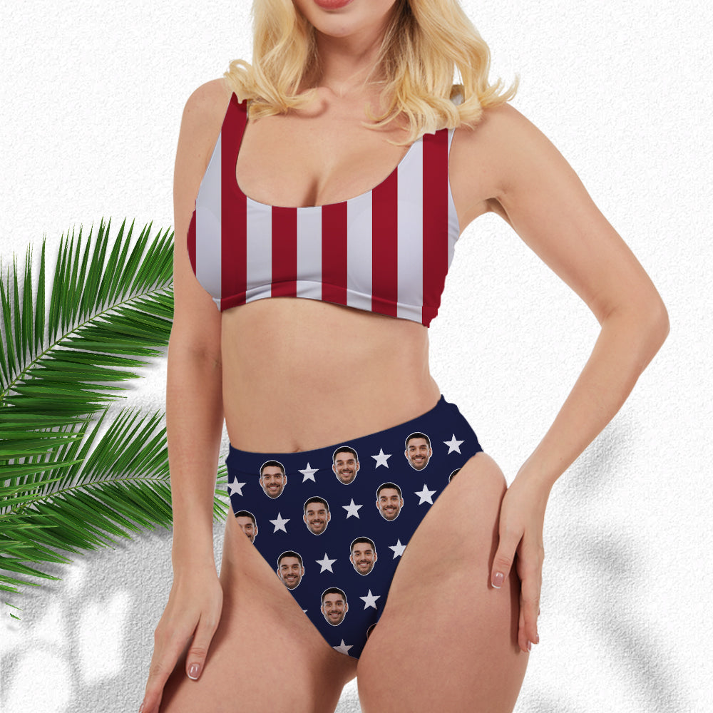 Custom Face Flag Swimsuit Sport Top & Bikini