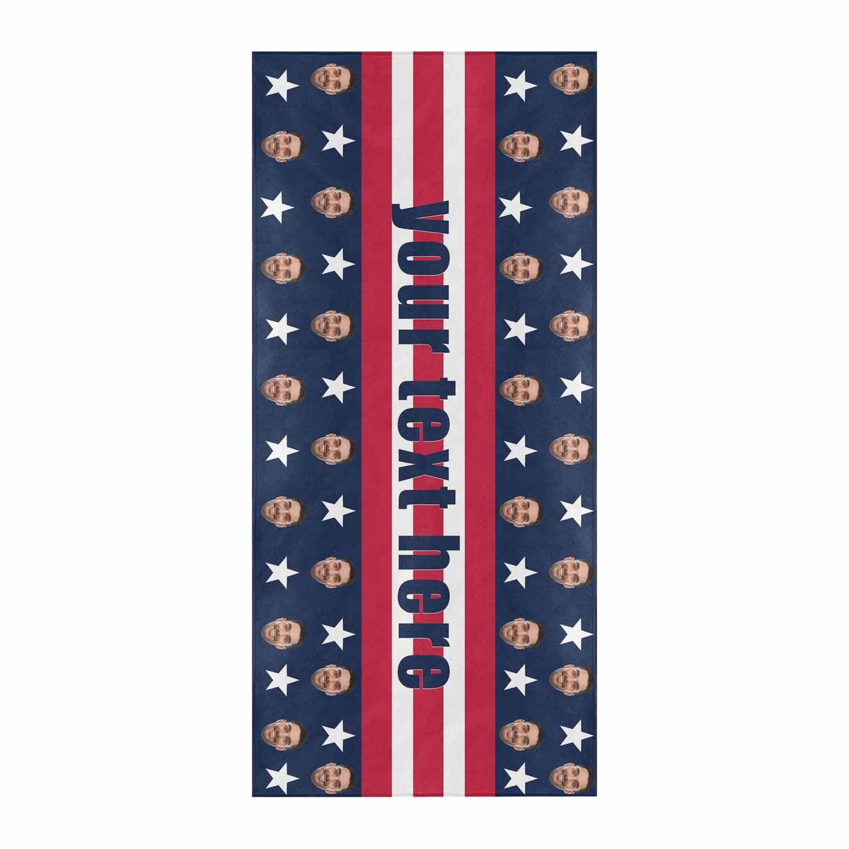 Custom Face&Name Beach Towel USA Flag Beach Towel Personalized Photo