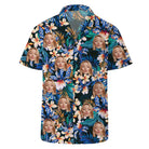 4FunGift® Tropical Floral Print Customized Hawaiian Short- Sleeved Shirt Island Vacation/Pool Party Outfit
