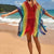 Rainbow Knitted Crochet Beach Cover Up Bikini Swimwear