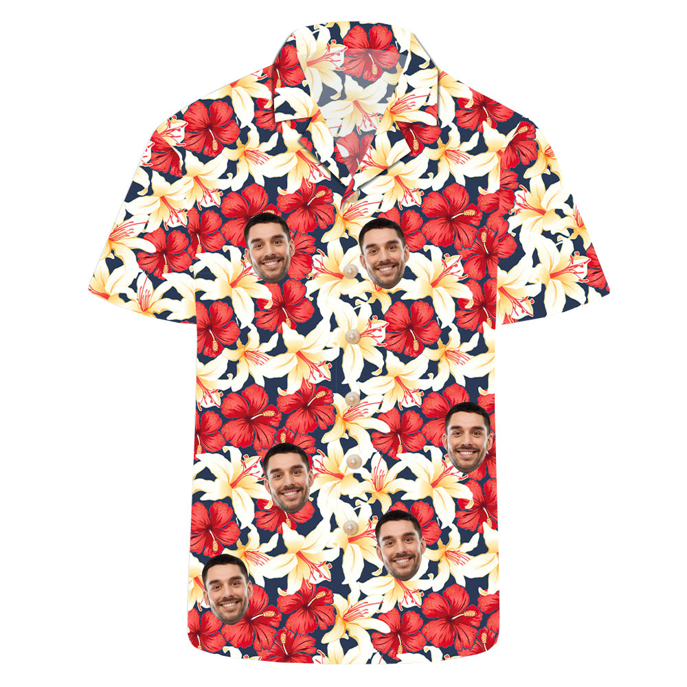 Custom Face Floral Print Hawaiian Shirt Unisex Shirts