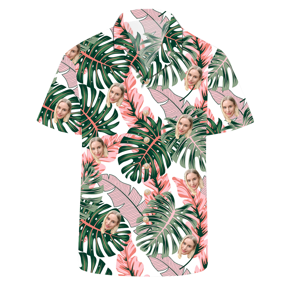 Custom Face Beauty Flower Couple Hawaiian Shirts