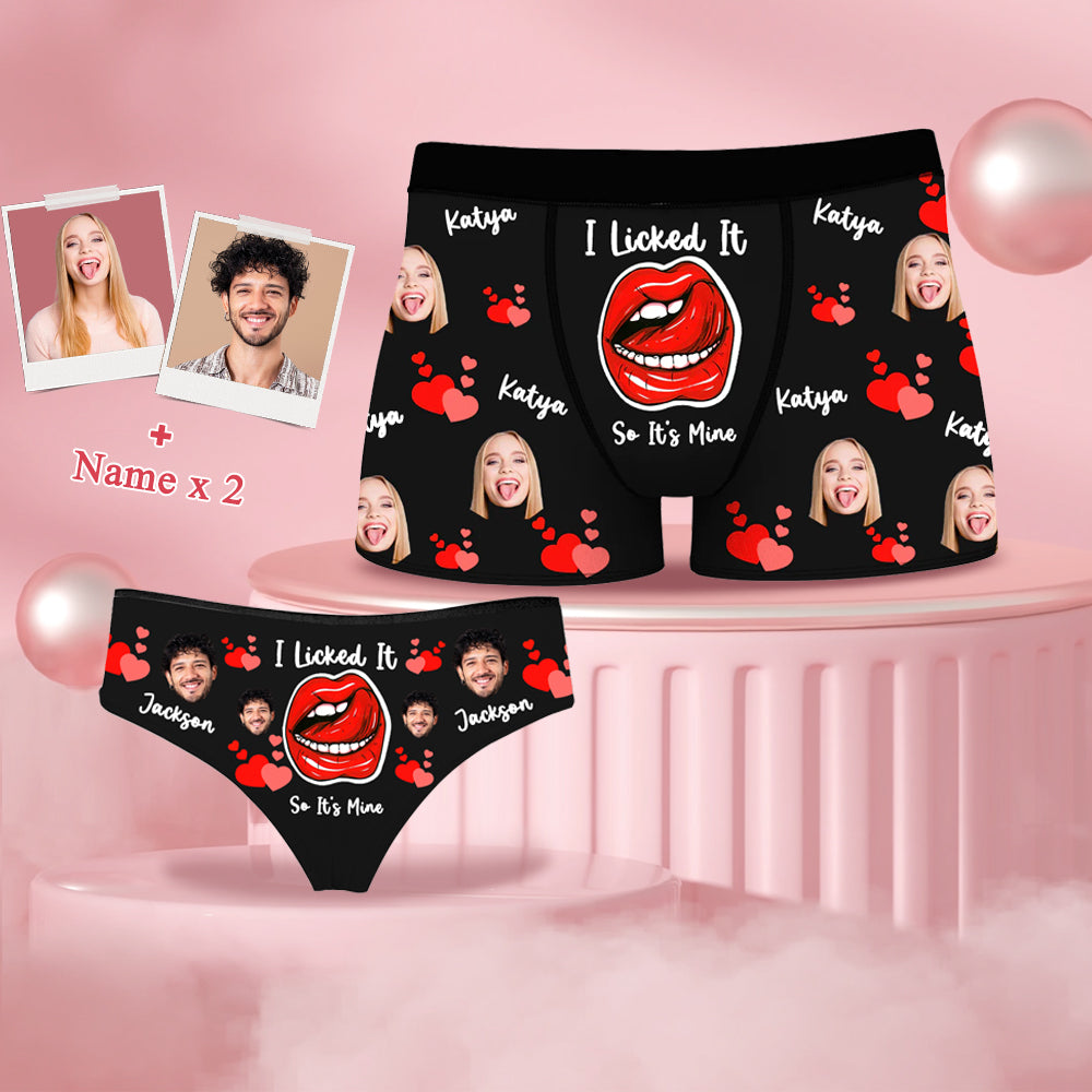 Personalized Couple Matching Underwear Sets Red Lips Men's Boxer Women –  4FunGift