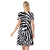 Fashion Dress Zebra Print Knee Length Dress V Neck Plus Size