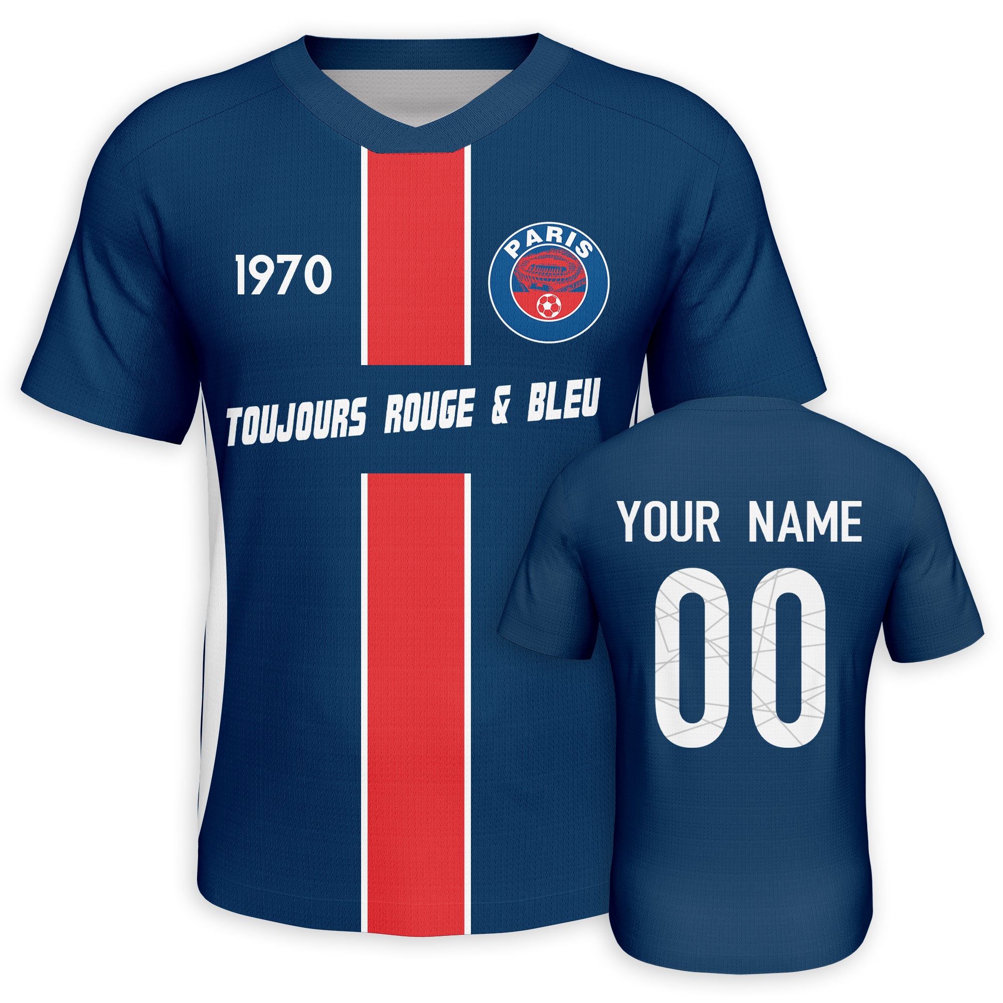 Custom Face PSG Retro Jersey - 1970 Blue/Red Design With