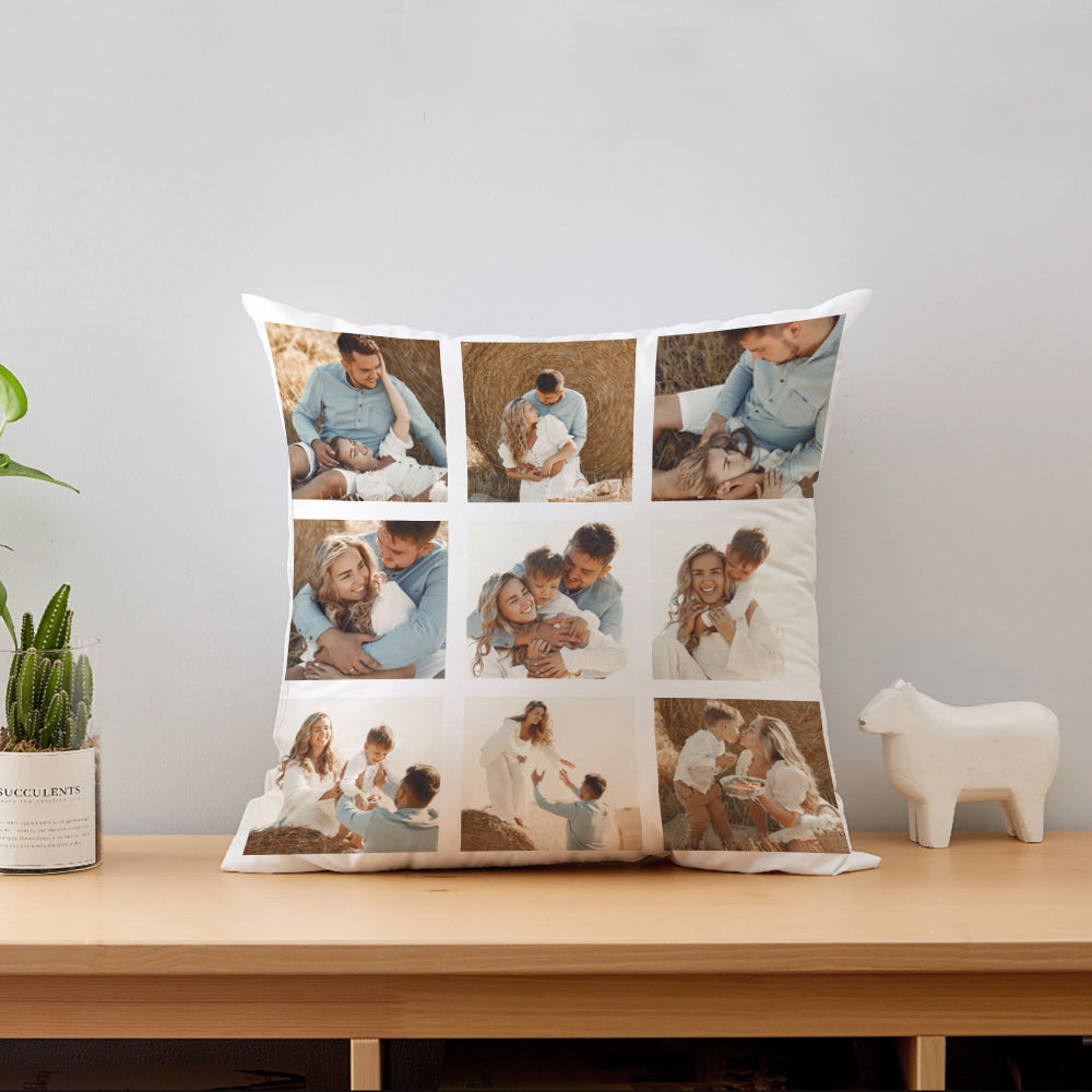 9 Pictures Custom Square Throw Pillow Home Decor Couple Photos