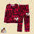 Red Love Text Print Couple Photo Custom Pajamas Set