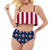 Custom Face Rüschen-Badeanzug mit amerikanischer Flagge