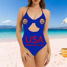 Custom Face Drinking Team Swimsuit Backless Bow Bathing Suit