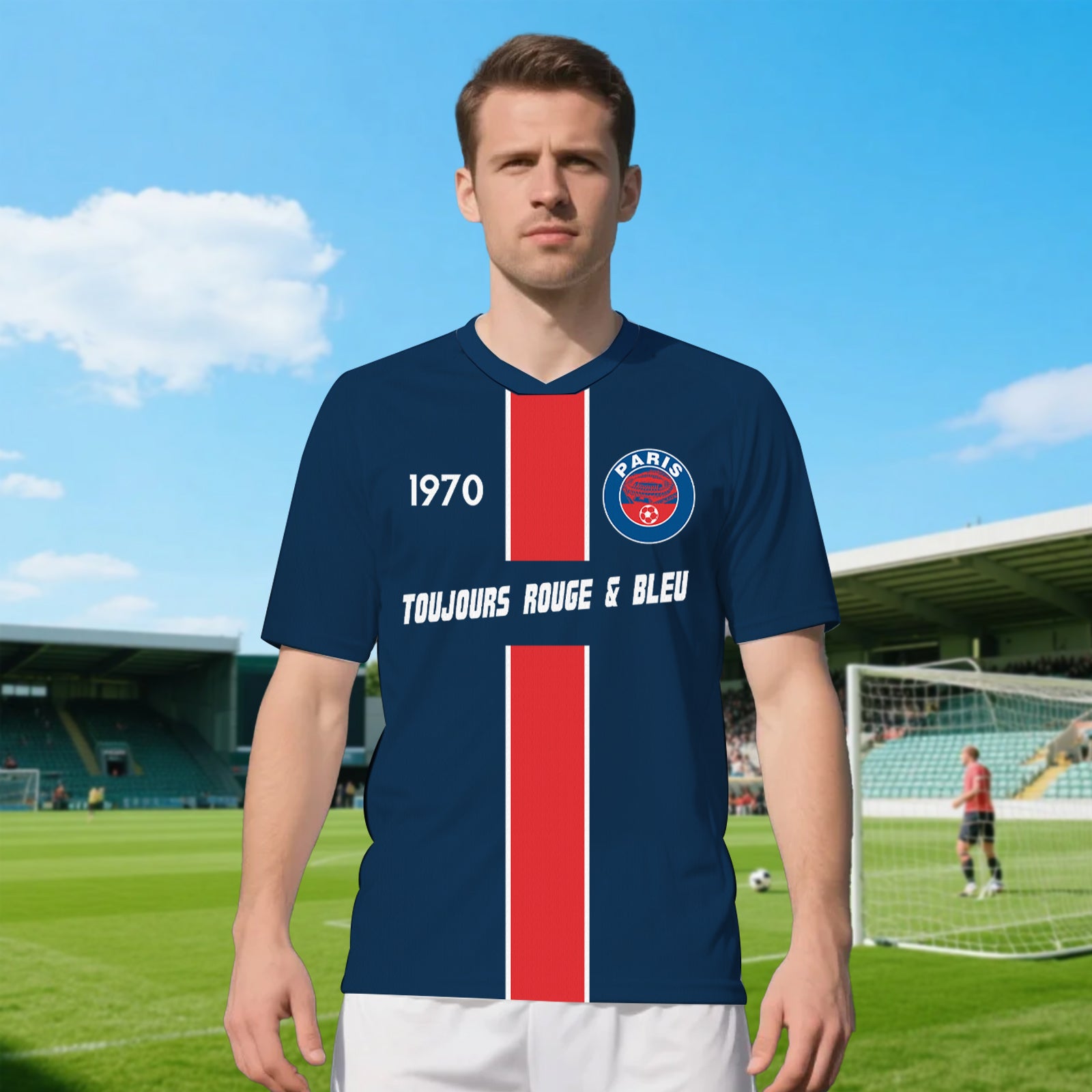 Custom Face PSG Retro Jersey - 1970 Blue/Red Design With