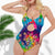 Custom Face Colorful Swirl Women's Backless Bow One Piece Swimsuit