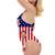 Custom Face Couple Flag Swimsuit Backless Bow Bathing Suits
