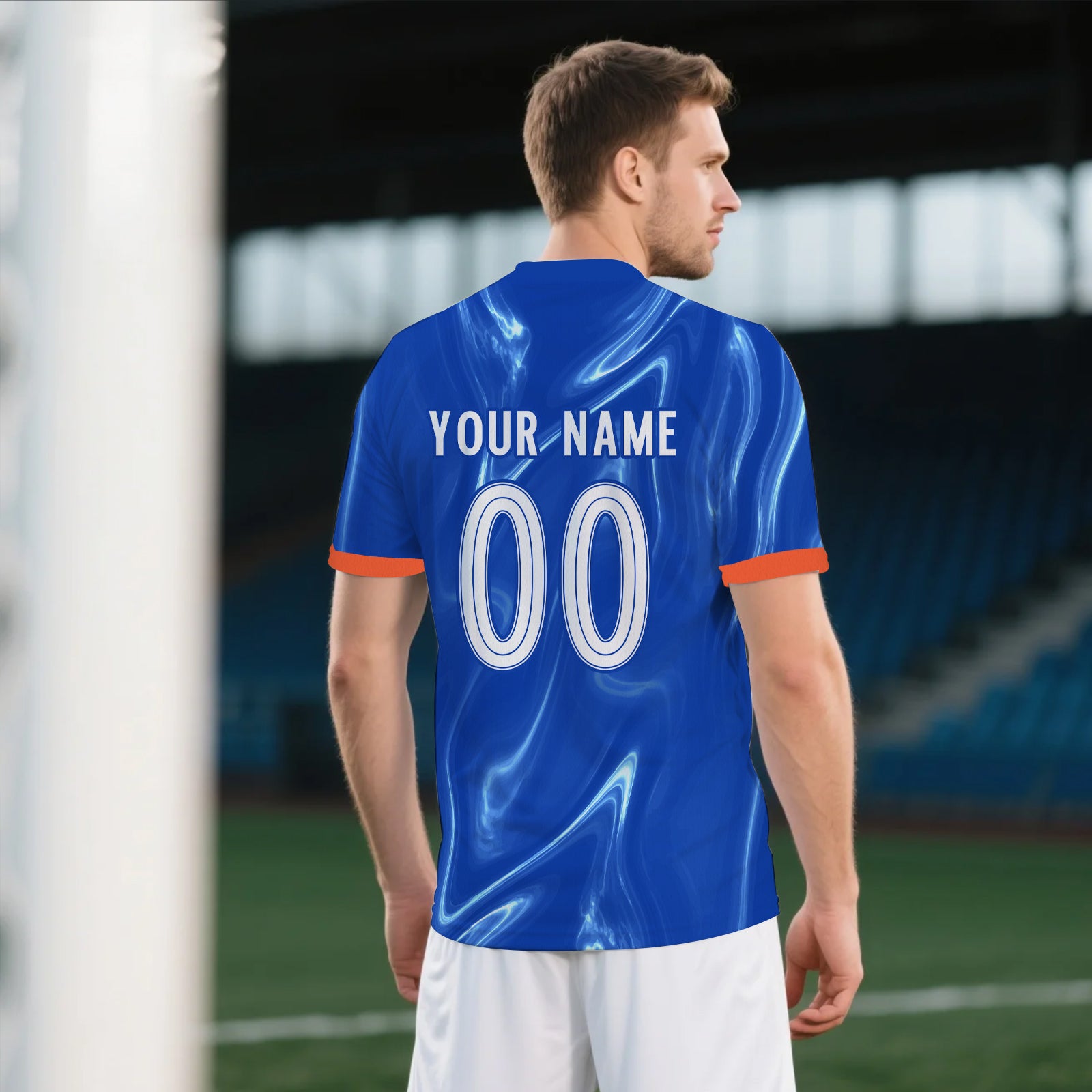 Custom Face Chelsea FC Flame Jersey - 1905 Blue Wave Design With