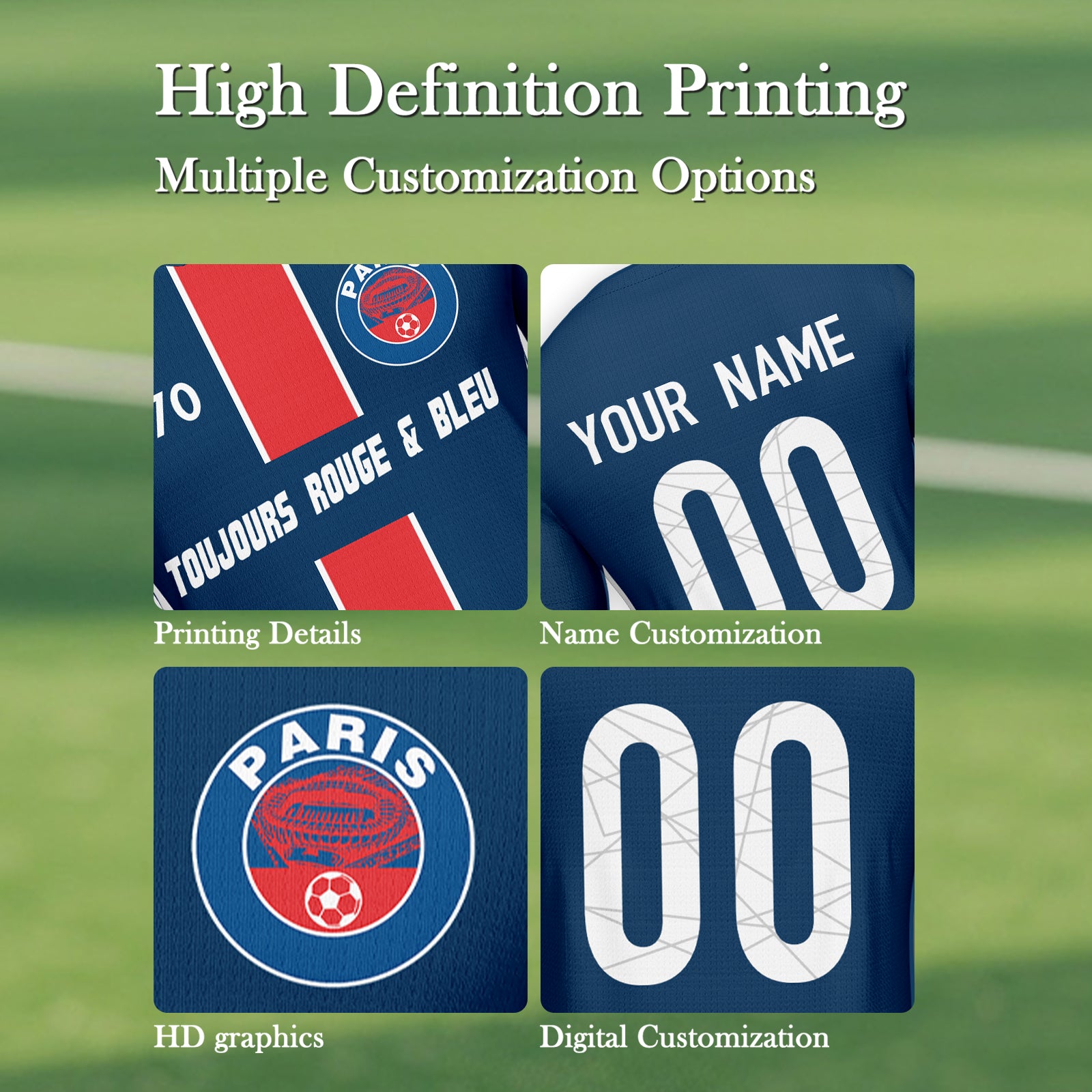 Custom Face PSG Retro Jersey - 1970 Blue/Red Design With