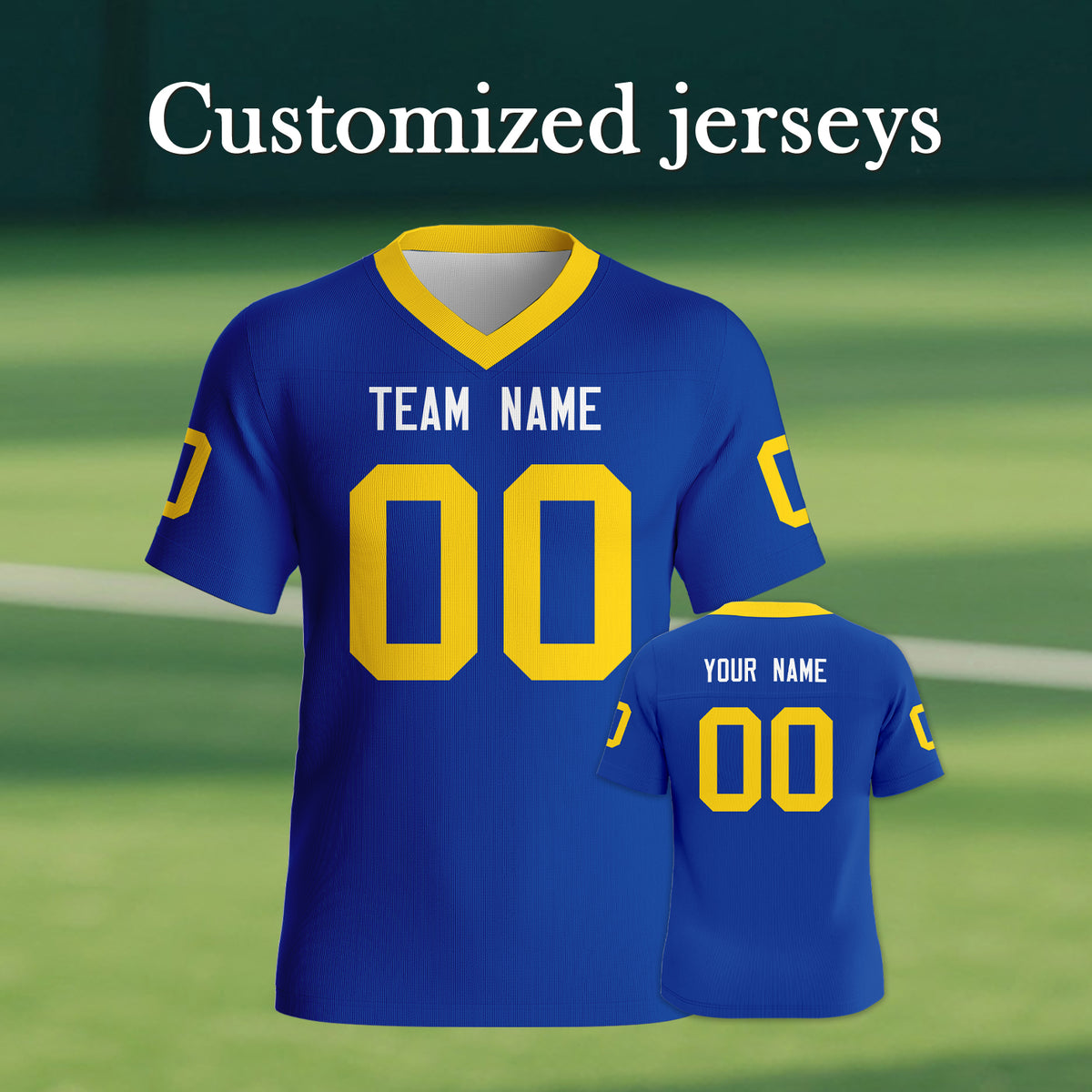 LA Rams Pro Jersey - Custom Name & Number Royal Blue/Gold – 4FunGift