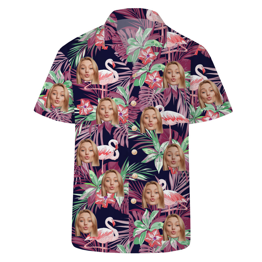 Custom Photo Hawaiian Shirt Flamingo Tropical Aloha Shirt
