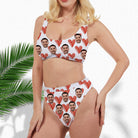 Women's Red Heart Print Two Piece Bikini Set