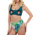 Custom Women's One Piece Swimsuit Summer Palm Leaves Print Green Bathing Suit
