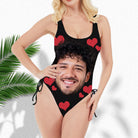 Red Heart Print Women's Summer One-Piece Suspender Swimsuit