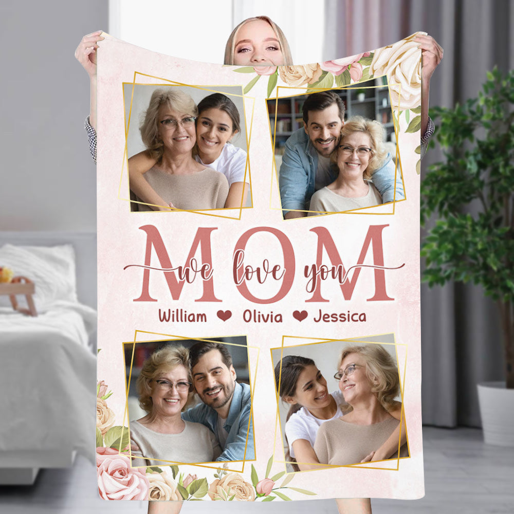 Custom 4 Photos/Names Blanket Personalized Mother's Day Gifts – 4FunGift