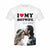Individuelles Foto- und Datums-T-Shirt „I Love My Hot Wife“.